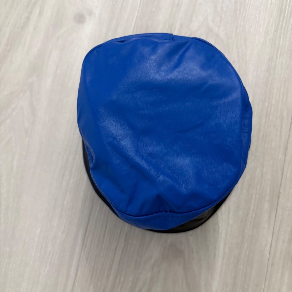 Vintage Hat Genuine Leather Bucket Hat Two Tone Blue Black Made in USA One Size - Picture 3 of 12